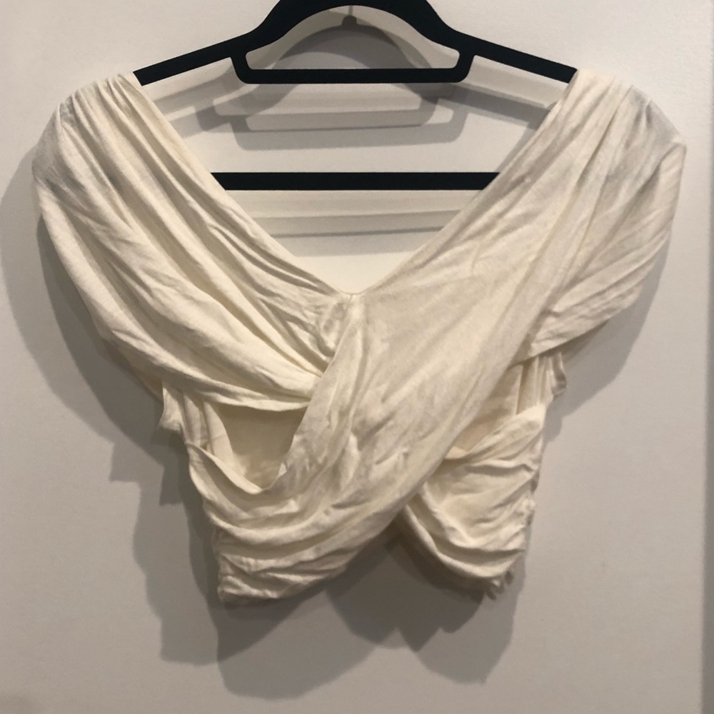 White off the shoulder crop top (S)